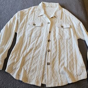 Elegant Cream Button-Up Utility Jacket